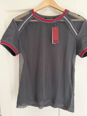 Nasty Pig Mesh Short-Sleeve Crew Neck Shirt - Gray with Red Trim